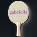 Lilac and Beige Bold Typography Personalized Name Ping Pong Paddle<br><div class="desc">Bold Modern Typography Personalized Name Ping Pong Paddle in Lilac and Beige</div>