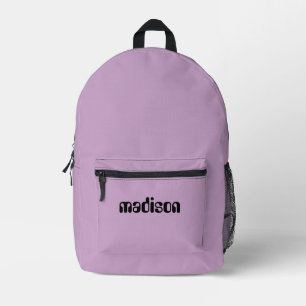 Lilac and Black Personalized Name  Printed Backpack