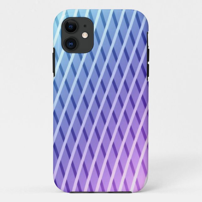 Lilac And Blue Abstract Striped Pattern Case-Mate iPhone Case (Back)