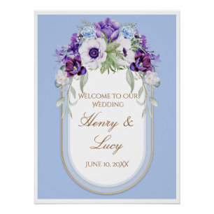 Lilac and Gold Floral Oval Garden  Poster
