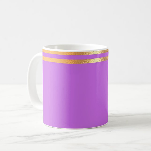 Lilac and Gold Rimmed Coffee Mug (Front Left)