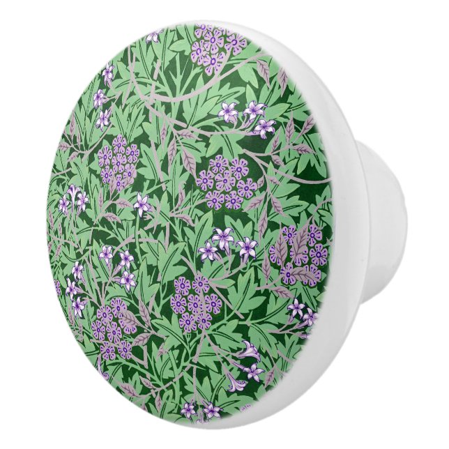 Lilac and green floral pattern ceramic knob (Right)