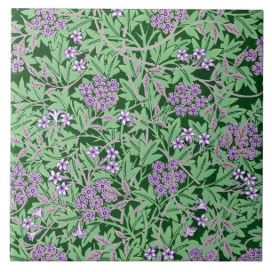 Lilac and green floral pattern tile