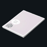 Lilac and Grey Elephant Kids Notepad<br><div class="desc">A cute,  grey elephant with a simple white speech bubble smiles on a lilac purple background. Personalize the name text to make this a kid friendly tear off stationery notepad.</div>