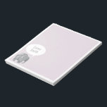 Lilac and Grey Elephant Kids Notepad<br><div class="desc">A cute, grey elephant with a simple white speech bubble smiles on a lilac purple background. Personalize the name text to make this a kid friendly tear off stationery notepad.</div>