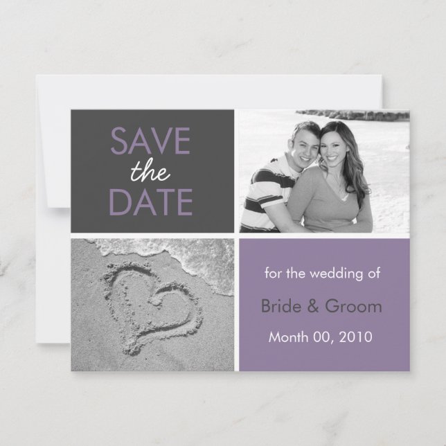Lilac and Grey Save the Date Photo Cards (Front)