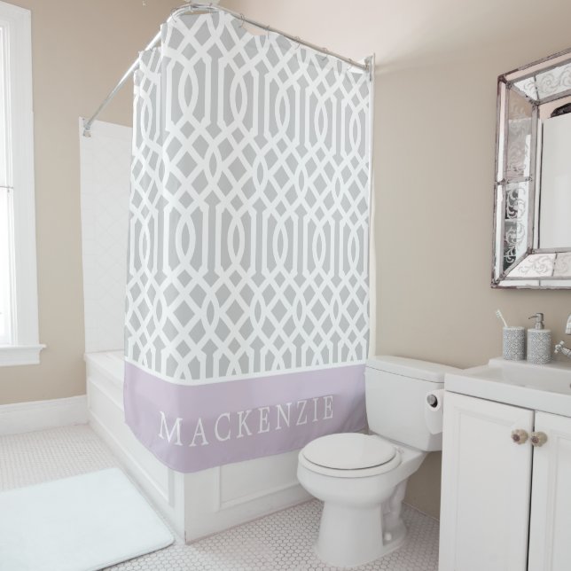 Lilac and Grey Trellis Monogram | Editable Colours (In Situ)