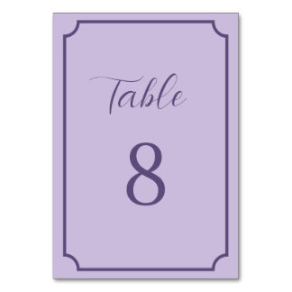 Lilac and Lavender Script Wedding Table Number