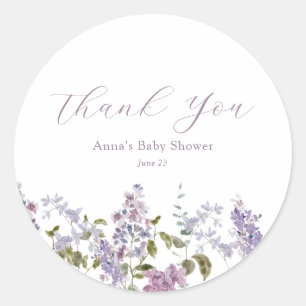 Lilac and Lavender Thank You Baby Shower Classic Round Sticker