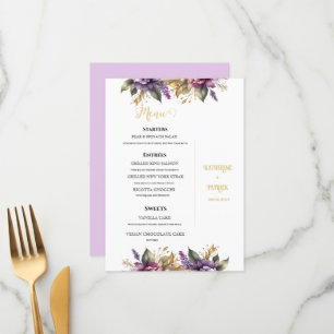 Lilac and Lavender Vineyard Wedding Menu