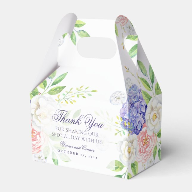 Lilac and Peony Sophisticated Wedding Favor Box (Front Side)