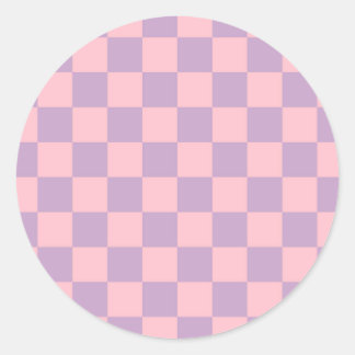 Lilac and Pink Chequerboard Classic Round Sticker