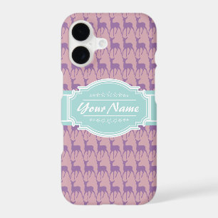 Lilac and Pink Deer, Mint Personalized Name