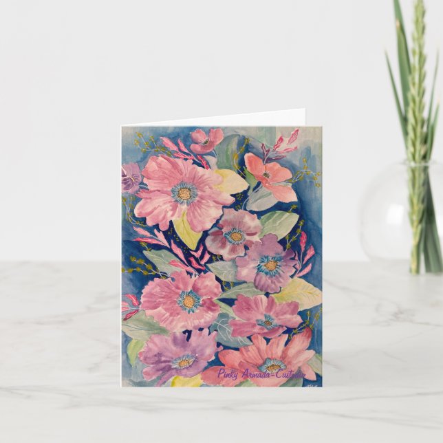 Lilac and Pink Floral Note Card (Front)