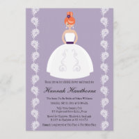 Lilac and Plum Redhead Bridal Shower Invitations