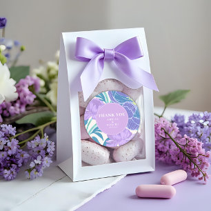 Lilac and Purple Pastel Floral Wedding  Classic Round Sticker