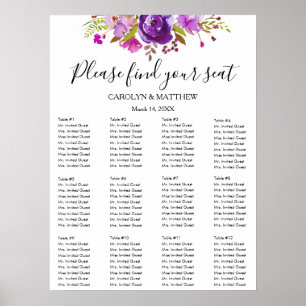 Lilac and Purple Watercolor Floral Seating Chart