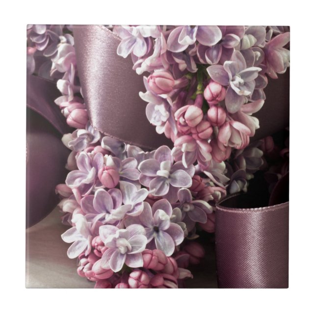 Lilac And Ribbon Curls Tile (Front)