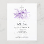 Lilac and Silver Floral Baptism or Christening Flyer<br><div class="desc">Customizable to your event specifics. Please note that this budget invitation is on flyer paper and it is very thin. Envelopes are not included. For thicker invitations with envelopes included and matching products on the same theme please see the collection below.</div>