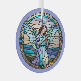 Lilac And Turquoise Angel Stained  Glass Ornament