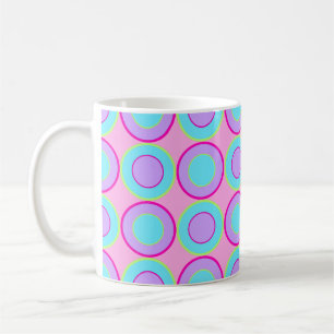 Lilac And Turquoise Doughnuts With Filling On Pink Coffee Mug