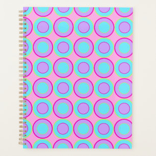 Lilac And Turquoise Doughnuts With Filling On Pink Planner