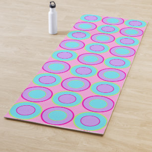 Lilac And Turquoise Doughnuts With Filling On Pink Yoga Mat