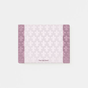 Lilac and violet imperial fleur de lis pattern post-it notes
