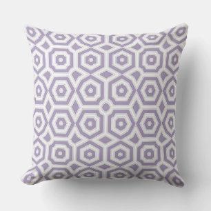 Lilac and white art deco geometric ornament throw pillow