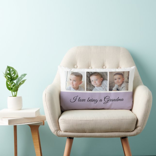 Lilac and white photo collage for Grandma Lumbar Pillow (Chair)
