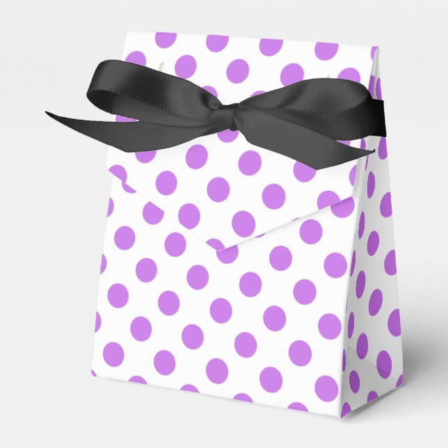 Lilac and white polka dots favor box (Front Side)