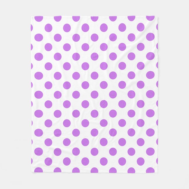 Lilac and white polka dots fleece blanket (Front)