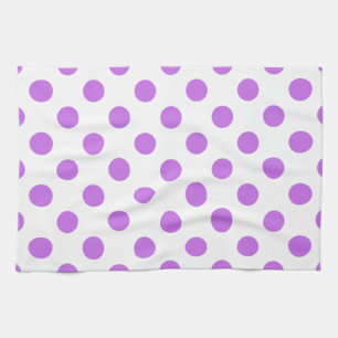 Lilac and white polka dots kitchen towel