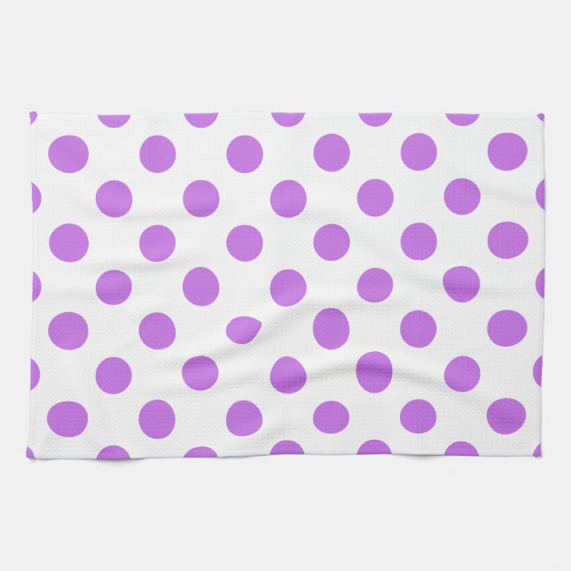 Lilac and white polka dots kitchen towel (Horizontal)
