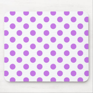 Lilac and white polka dots mouse pad