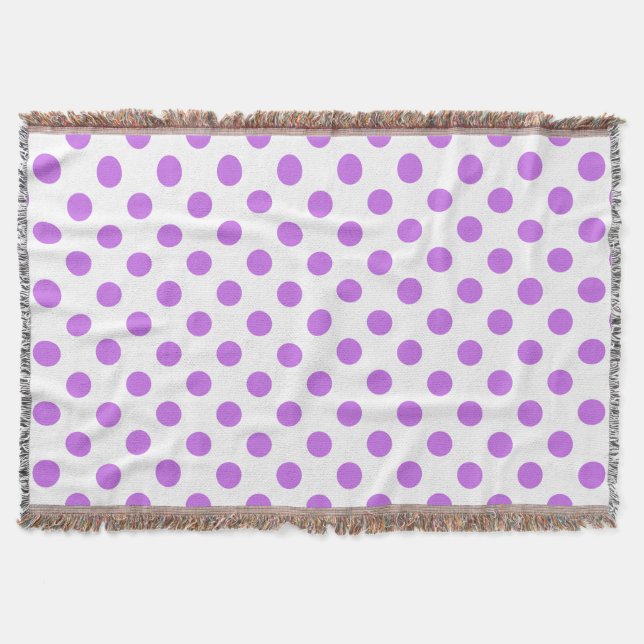 Lilac and white polka dots throw blanket (Front)