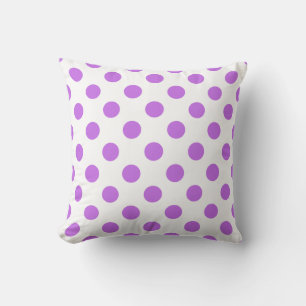 Lilac and white polka dots throw pillow