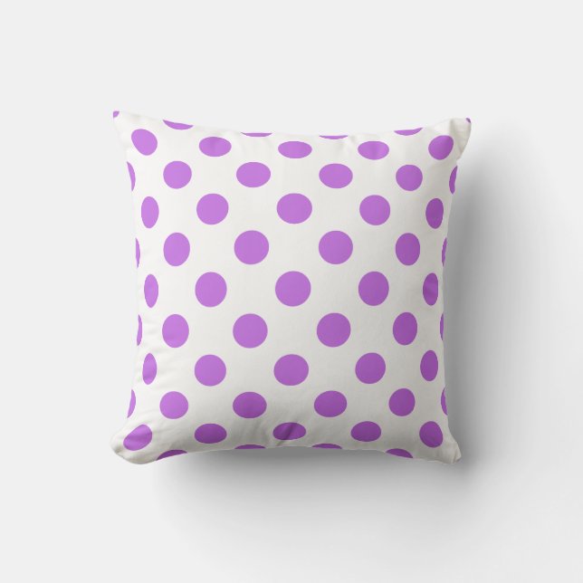 Lilac and white polka dots throw pillow (Front)