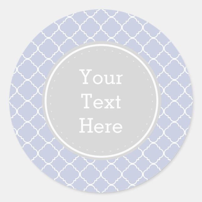 Lilac and White Quatrefoil Classic Round Sticker (Front)