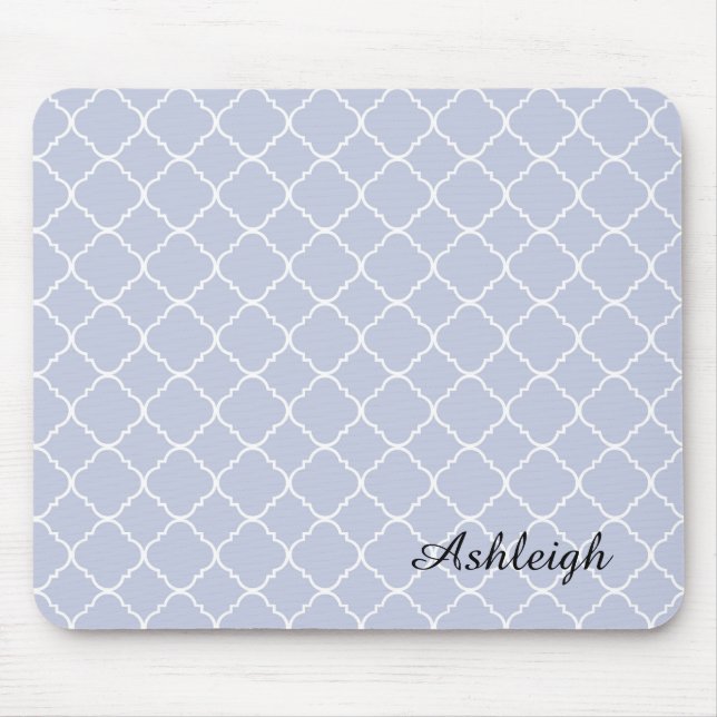 Lilac and White Quatrefoil Mouse Pad (Front)