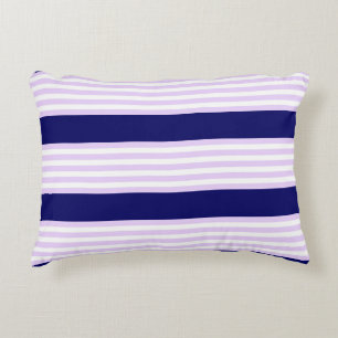 Lilac and white stripes pattern with navy blue accent pillow