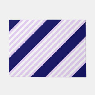 Lilac and white stripes pattern with navy blue doormat