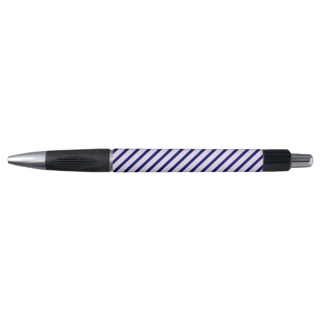 Lilac and white stripes pattern with navy blue pen (Front)