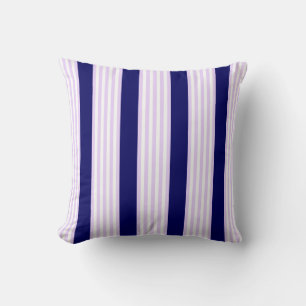 Lilac and white stripes pattern with navy blue throw pillow
