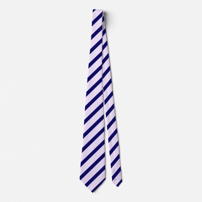 Lilac and white stripes pattern with navy blue tie (Front)