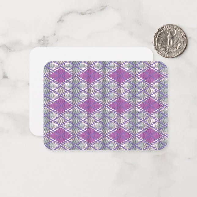 LILAC ARGYLE KNIT 3.5x2.5 Flat Card / Horizontal (Front/Back In Situ)