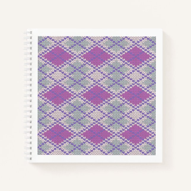 LILAC ARGYLE KNIT 8.5x8.5 Spiral Notebook  (Front)