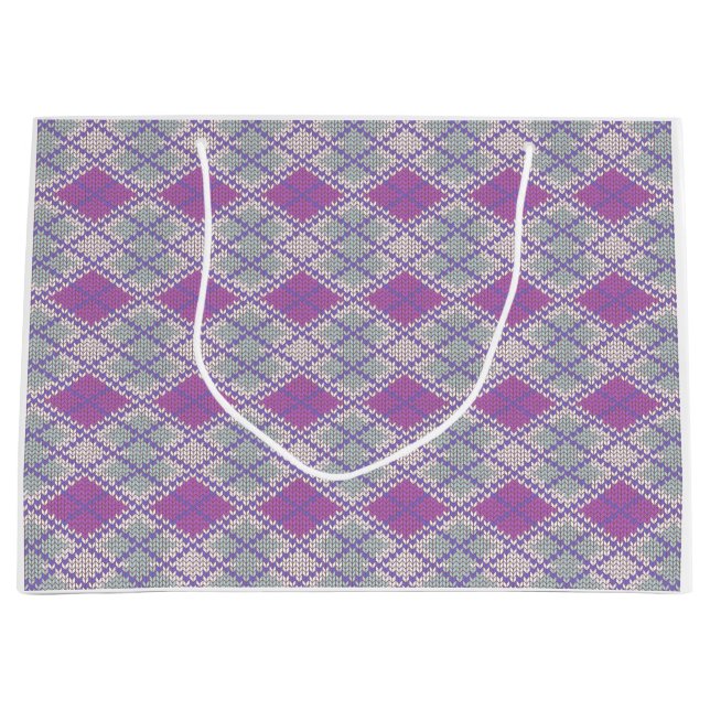 LILAC ARGYLE KNIT Large Gift Bag (Front)