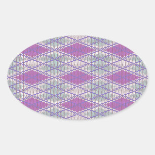 LILAC ARGYLE KNIT Oval Stickers