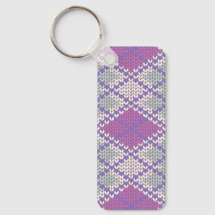 LILAC ARGYLE KNIT Rectangle Aluminum Keychain